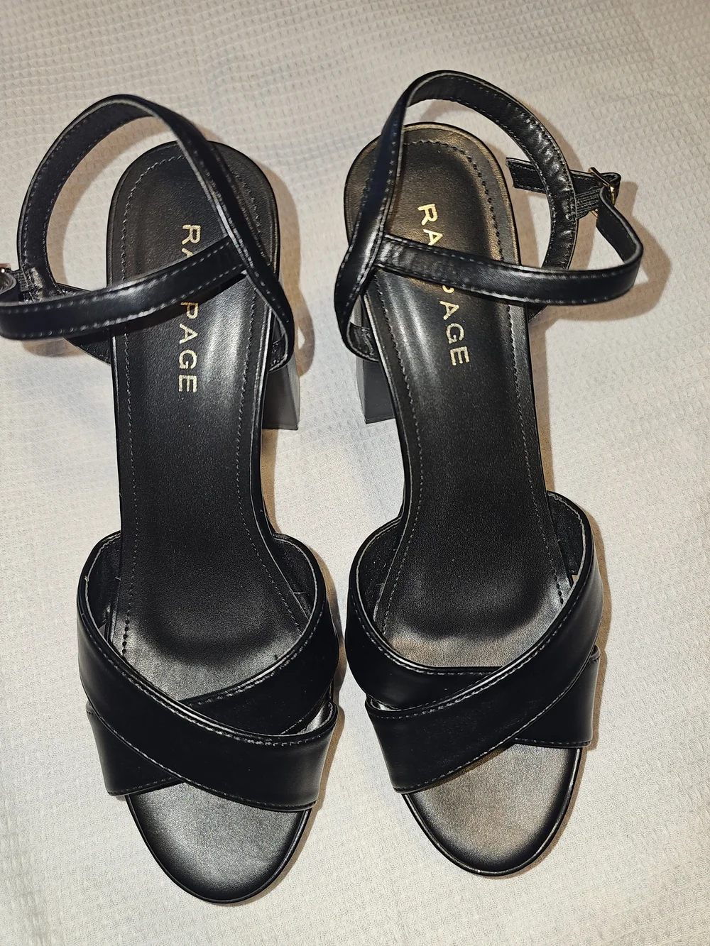 Rampage Black Leather-Look Platform Block Heels